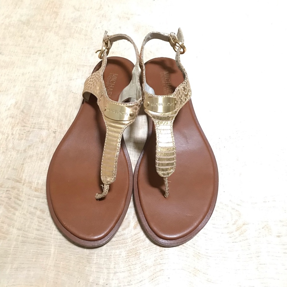 Michael Kors Ankle Strap Gold Sandals Size 7.5